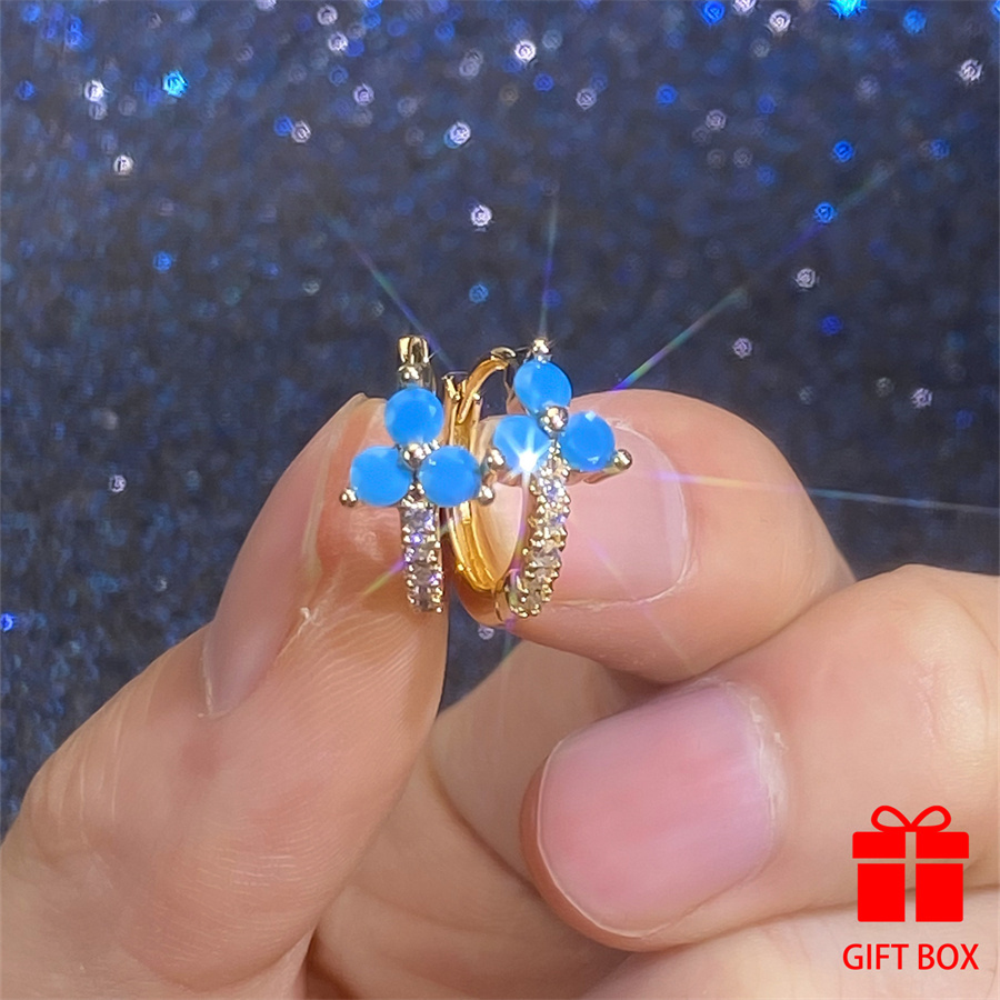 Three Stone Synthetic Turquoise Women's Earrings Wedding Party Holiday Wear